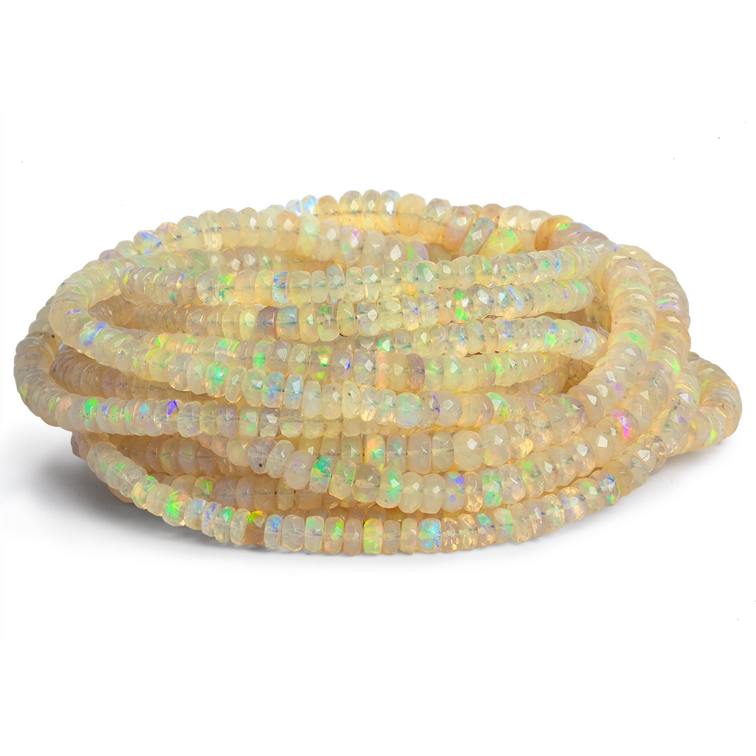 3 - 7mm Golden Ethiopian Opal Faceted Rondelles 16 inch 166 beads AAA - The Bead Traders