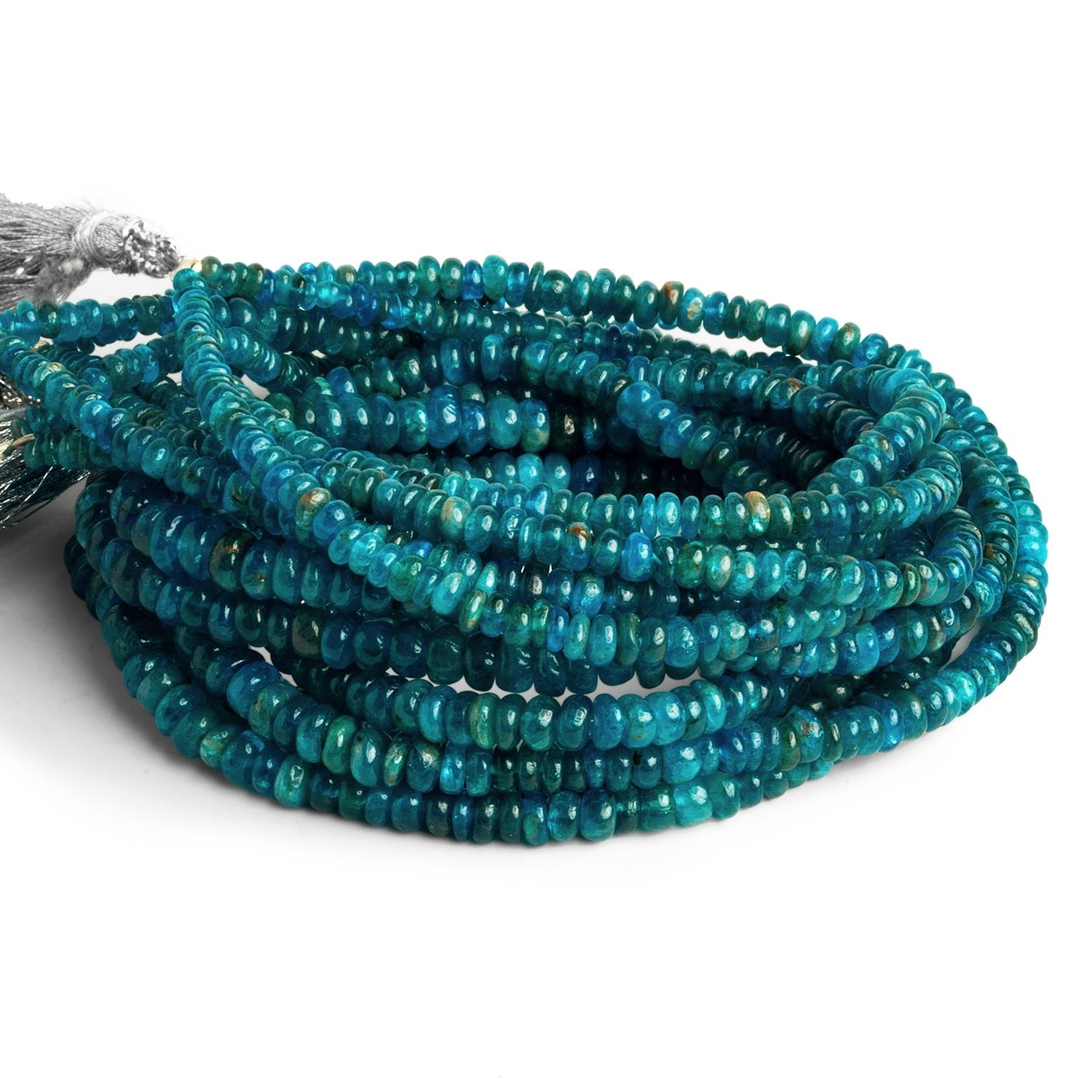 3-8mm Neon Apatite Plain Rondelles 16 inch 180 beads - The Bead Traders