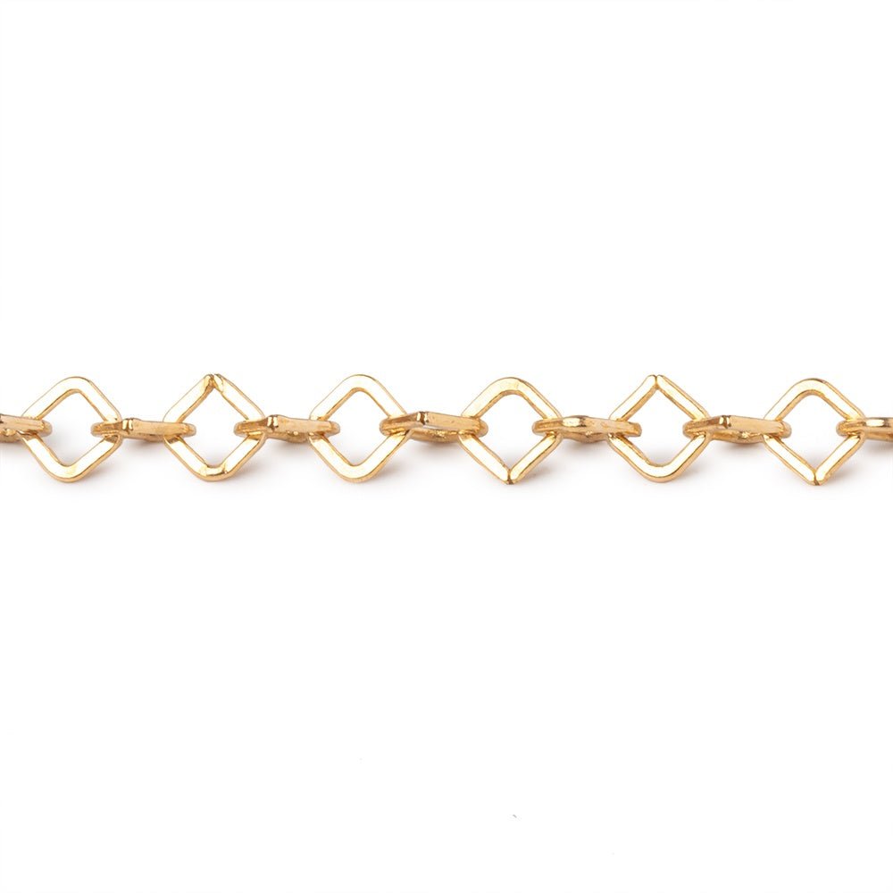 3 Feet - 4mm Gold plated Flat Square Link Chain - The Bead Traders