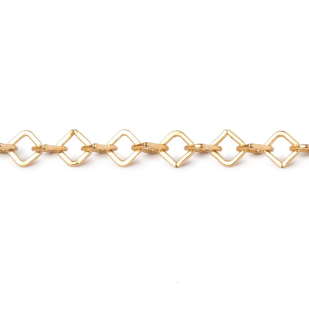 3 Feet - 4mm Gold plated Flat Square Link Chain - The Bead Traders