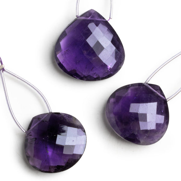 26mm Amethyst Faceted Heart Focal 1 Bead