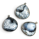30mm Black Gold Bezeled Dendritic Opal Heart Pendant 1 Bead - The Bead Traders