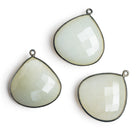 30mm Black Gold Bezeled White Moonstone Heart Pendant 1 Bead - The Bead Traders