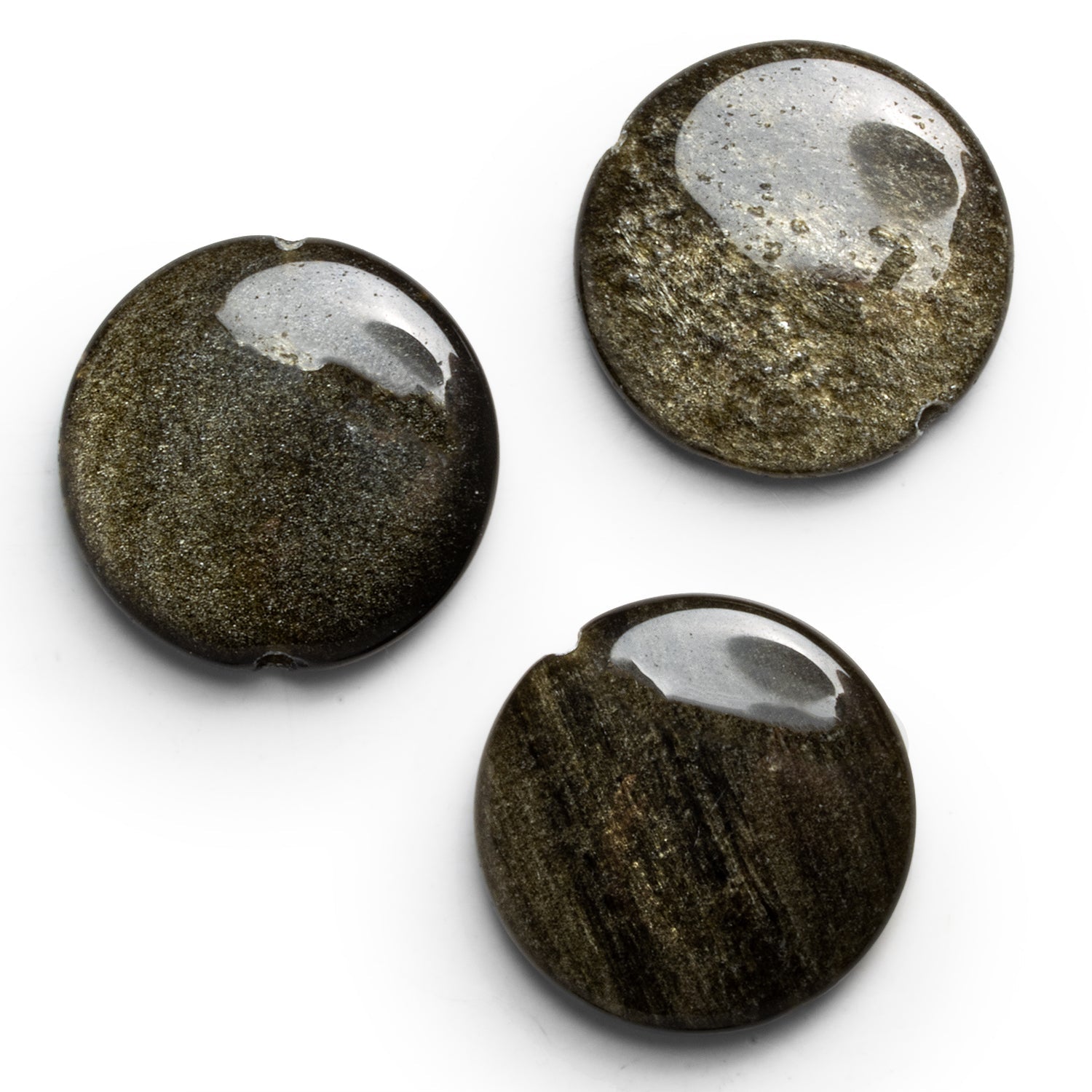 30mm Golden Sheen Obsidian Coin Focal 1 Bead - The Bead Traders