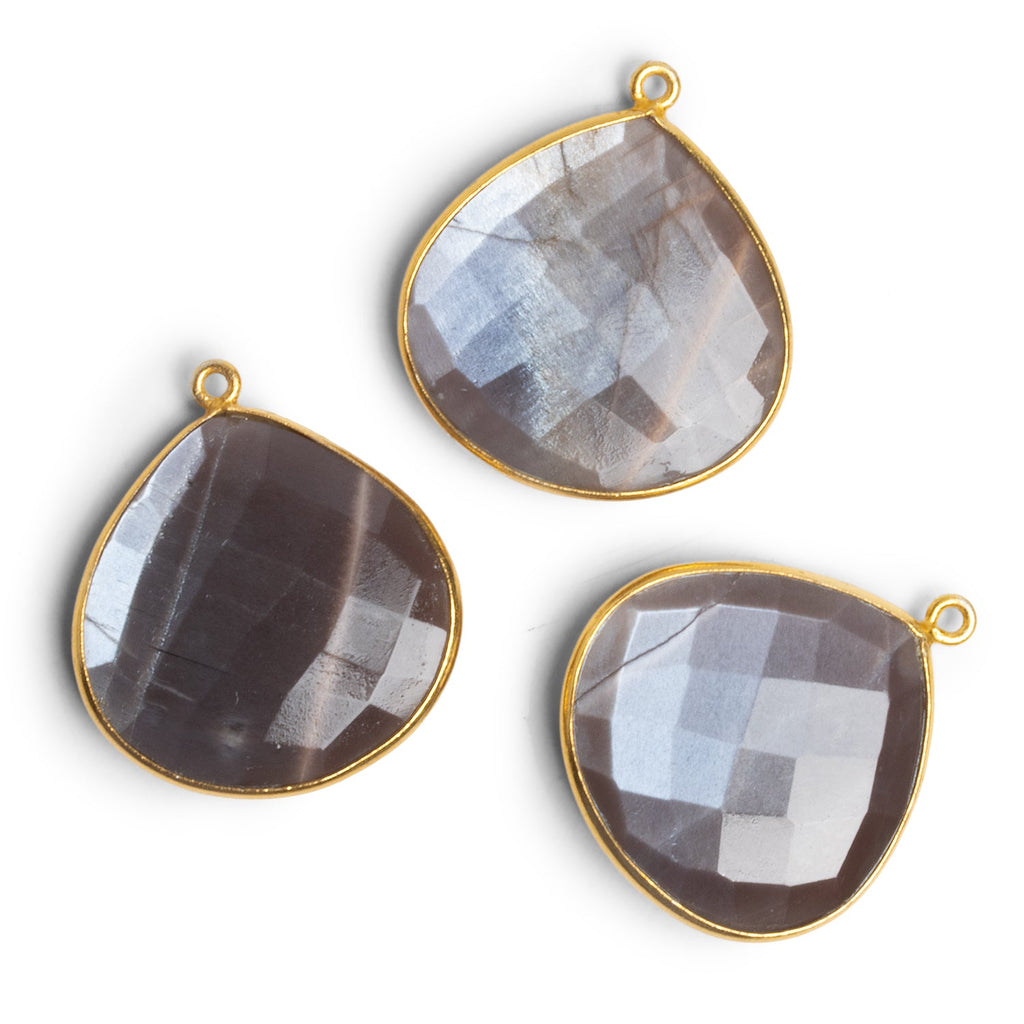 30mm Vermeil Bezeled Chocolate Moonstone Heart Pendant 1 Bead - The Bead Traders