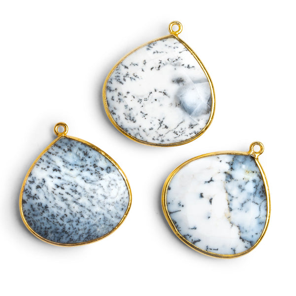 30mm Vermeil Bezeled Dendritic Opal Heart Pendant 1 Bead