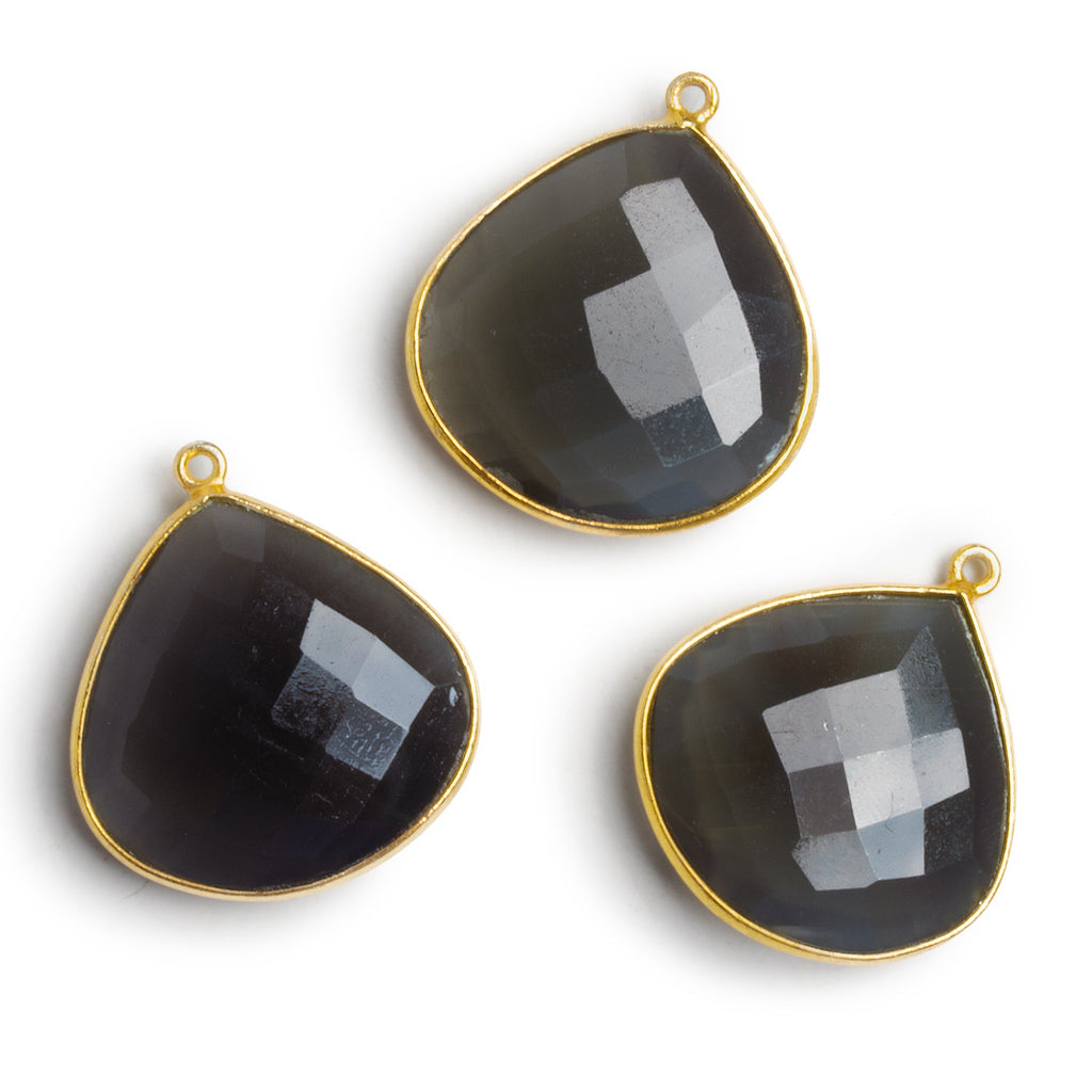 30mm Vermeil Bezeled Platinum Moonstone Heart Pendant 1 Bead - The Bead Traders