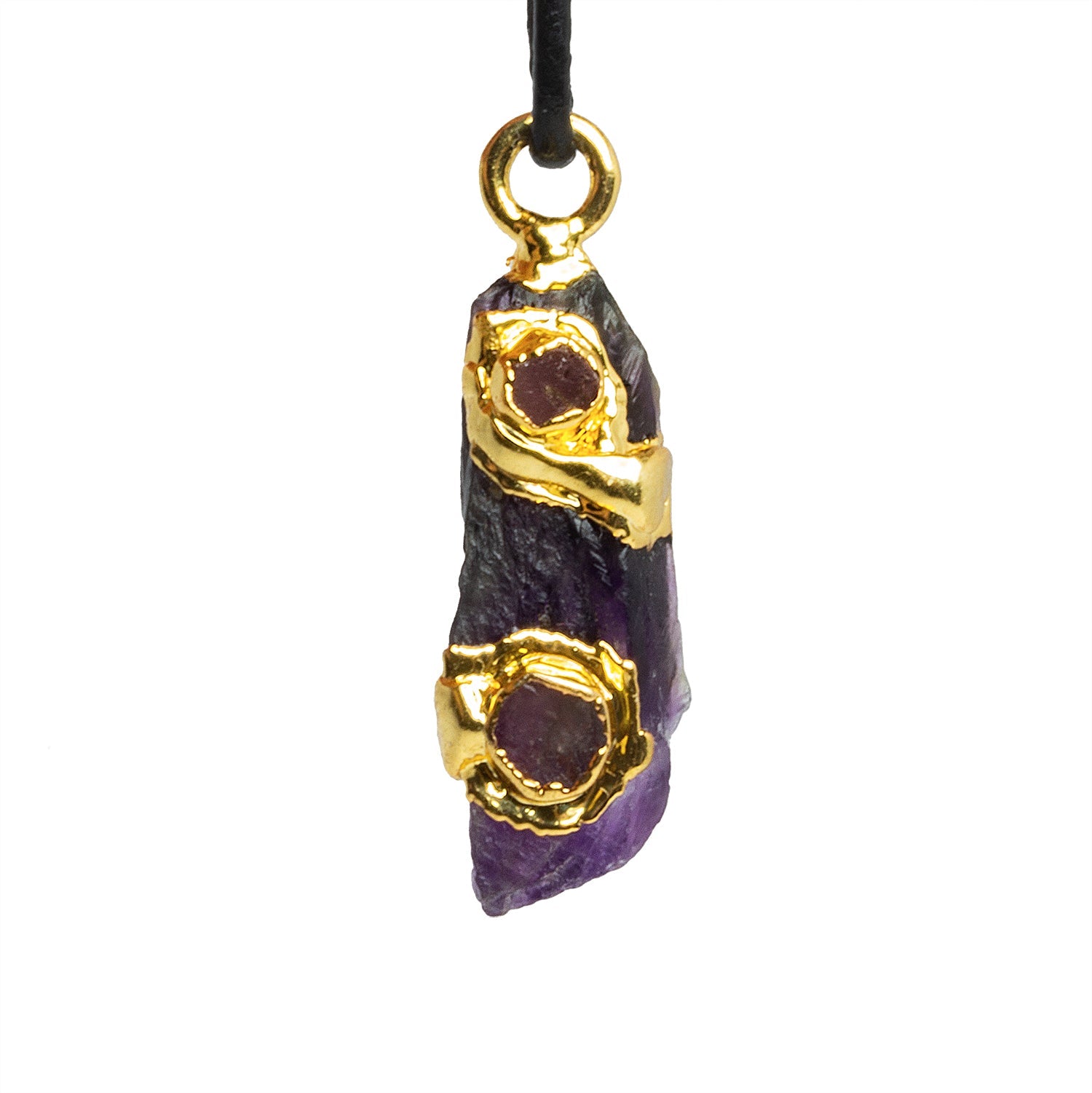 30x10mm Double Leafed Amethyst with Ruby Pendant 1 Bead - The Bead Traders