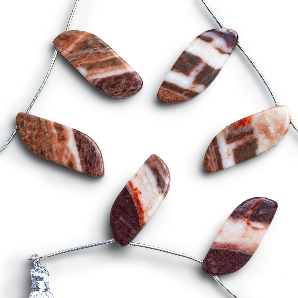 30x12mm Jasper Tapered Rectangle Focals 2 Beads - The Bead Traders
