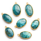 30x14mm Gold Leafed Larimar Plain Oval Pendant 1 Bead - The Bead Traders