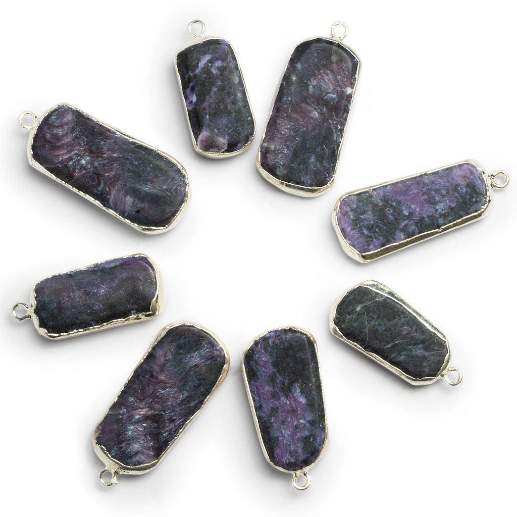 30x14mm Silver Leafed Charoite Nugget Pendant 1 Bead - The Bead Traders