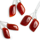 30x15mm Red Chalcedony Fancy Rectangle Focals Set of 2 Beads - The Bead Traders