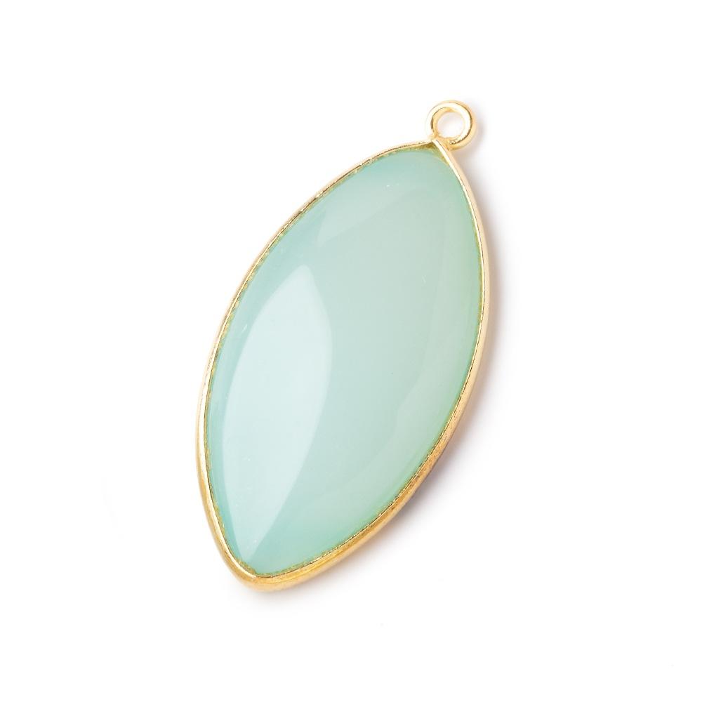 30x16mm Vermeil Bezel Seafoam Chalcedony Plain Marquise Pendant 1 bead - The Bead Traders