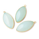 30x16mm Vermeil Bezel Seafoam Chalcedony Plain Marquise Pendant 1 bead - The Bead Traders
