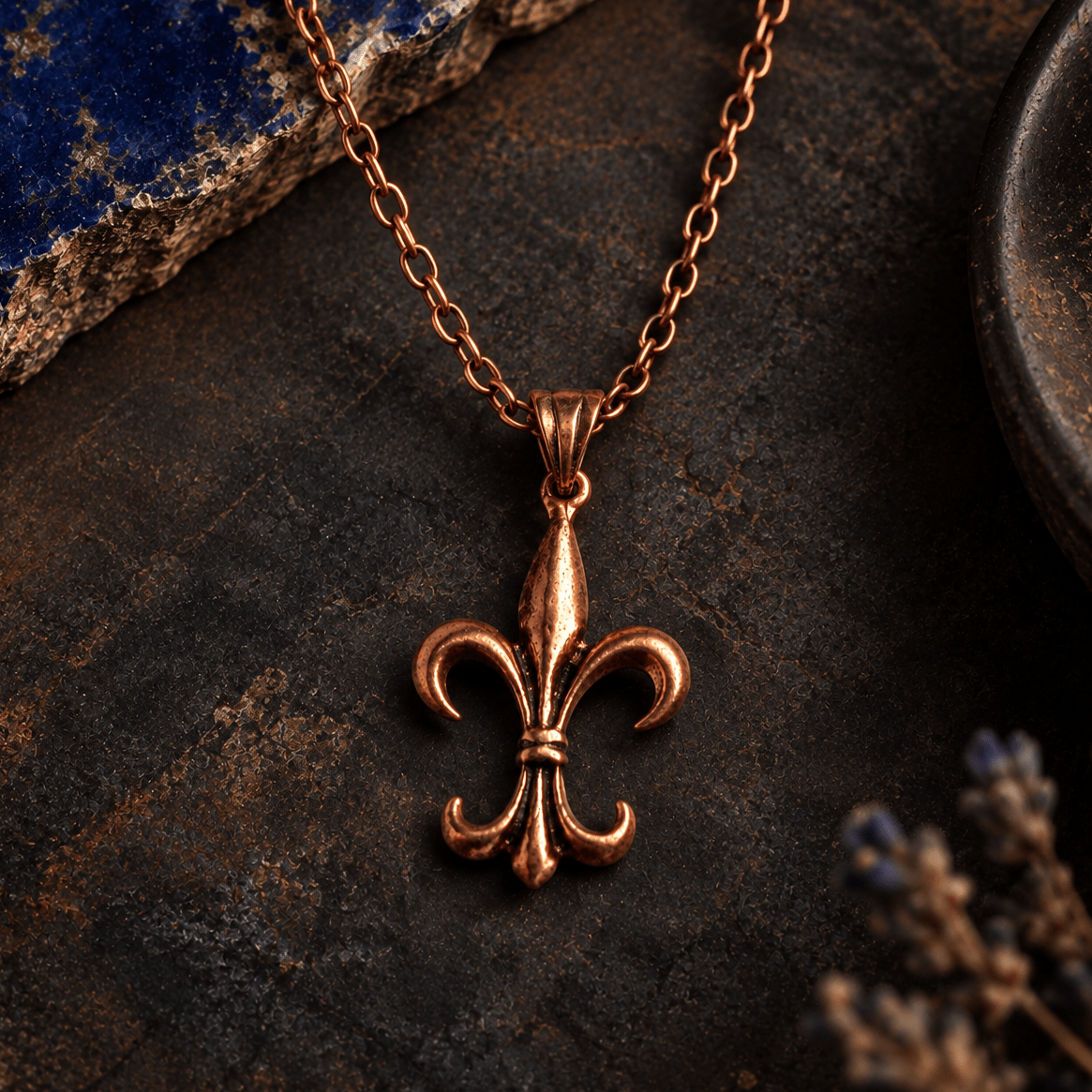 30x17mm Copper Fleur-de-Lis Charms 2 Beads - The Bead Traders