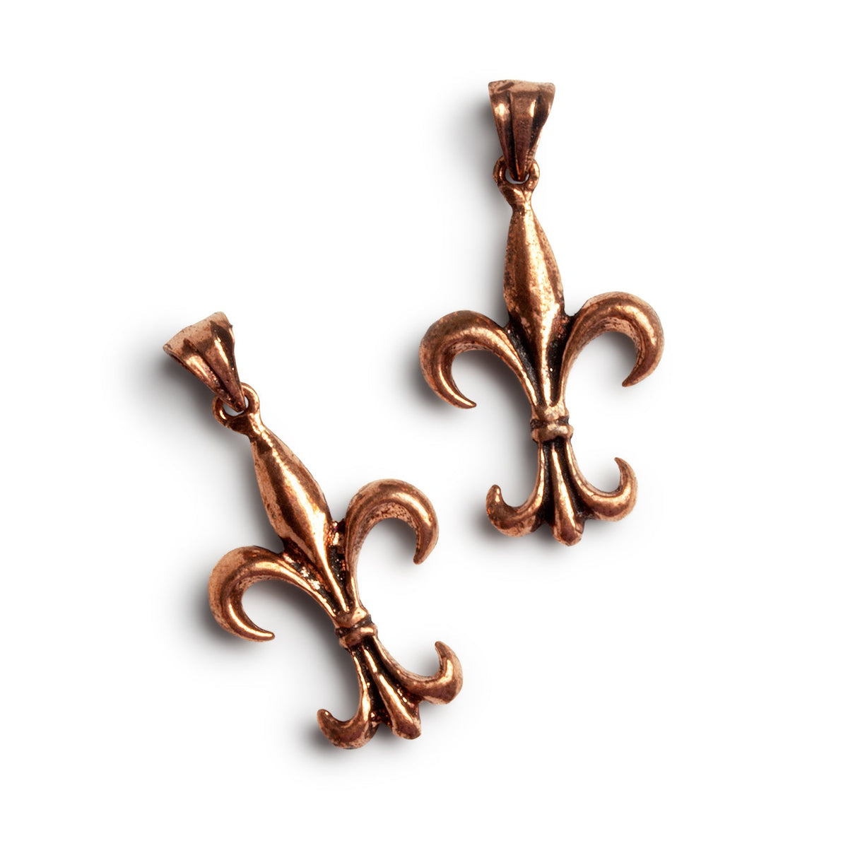 30x17mm Copper Fleur-de-Lis Charms 2 Beads - The Bead Traders
