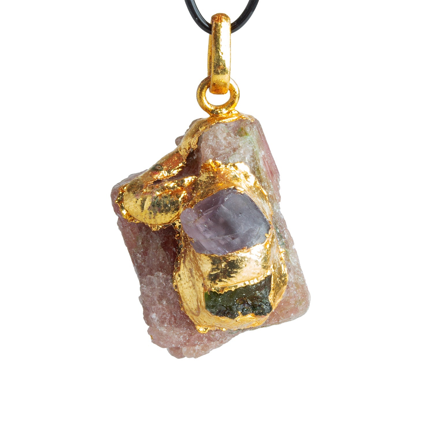 30x17mm Double Leafed Tourmaline with Peridot & Tourmaline Pendant 1 Bead - The Bead Traders