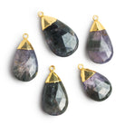 30x17mm Gold Leafed Iolite Faceted Pear Pendant 1 Bead - The Bead Traders