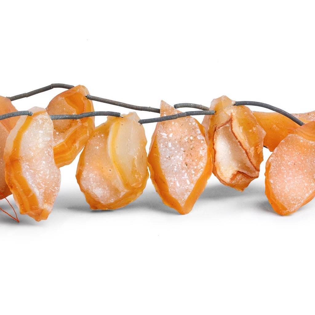 30x17mm Honey Drusy Hammer Faceted Marquises 6 inch 7 beads - The Bead Traders