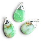 30x17mm Silver Leafed Chrysoprase Pendants - Lot of 3 Beads - The Bead Traders