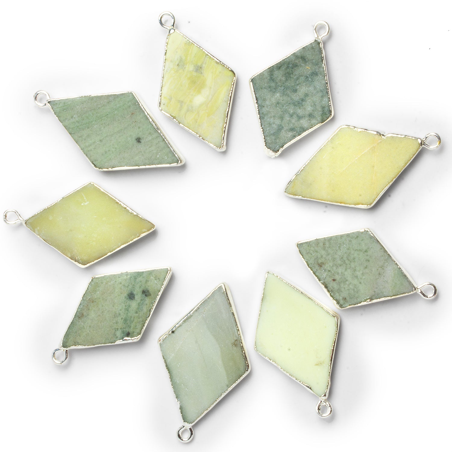30x18mm Silver Leafed Serpentine Diamond Pendant 1 Bead - The Bead Traders