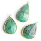 30x18mm Vermeil Bezeled Chrysoprase Pear Pendant - The Bead Traders