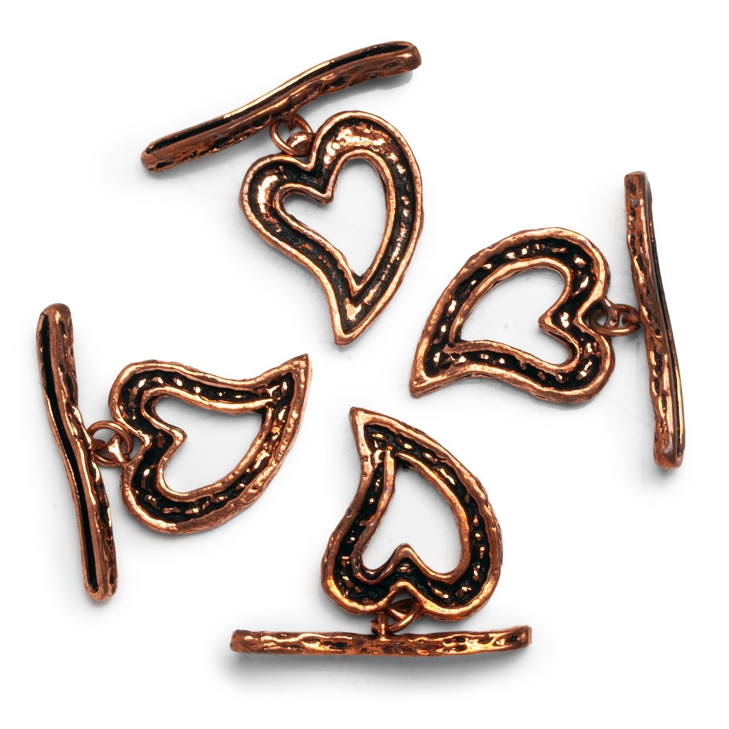 30x20mm Copper Antiqued Heart Toggle 1 Bead - The Bead Traders