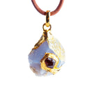 30x20mm Double Leafed Turkish Chalcedony with Garnet Pendant 1 Bead - The Bead Traders