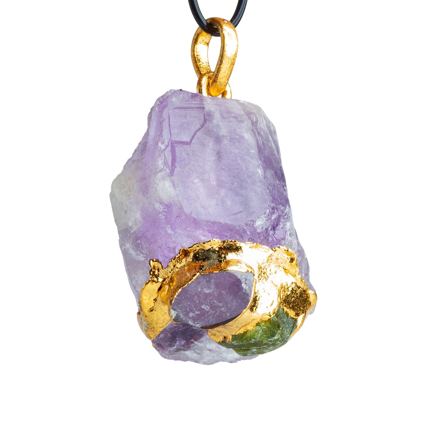 30x22mm Double Leafed Amethyst with Peridot & Amethyst Pendant 1 Bead - The Bead Traders