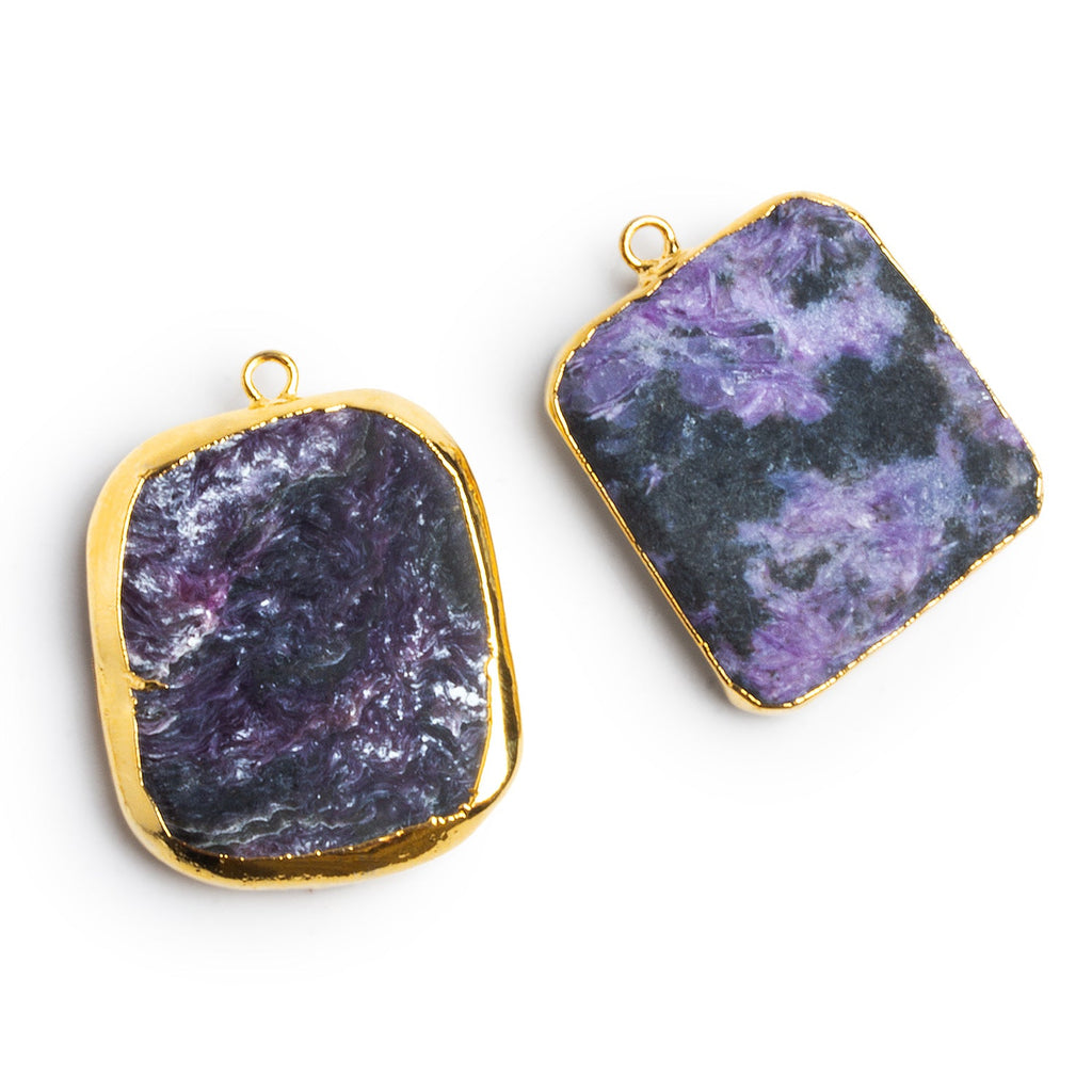 30x24mm Gold Leafed Charoite Nugget Pendant 1 Bead - The Bead Traders