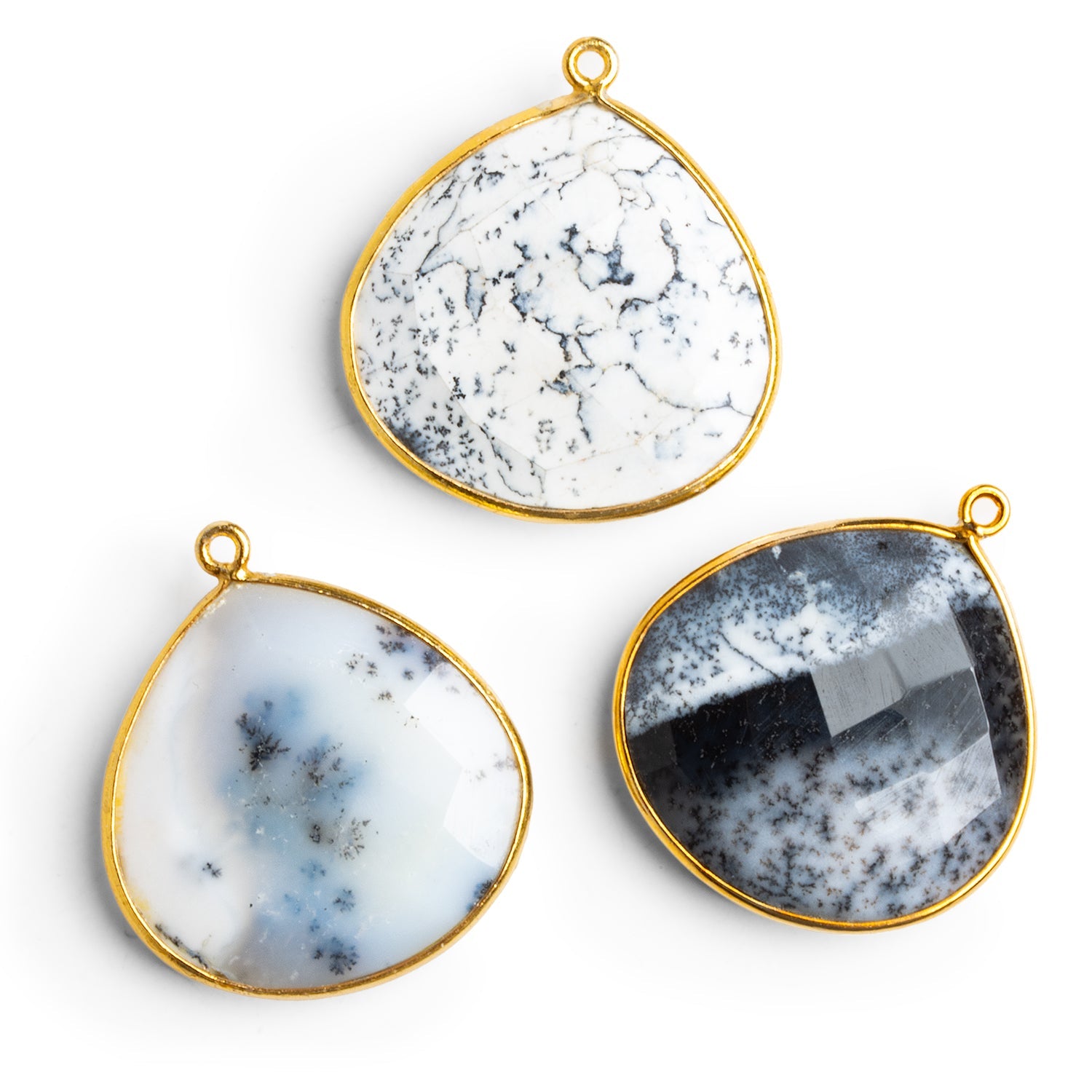 30x27mm Vermeil Bezeled Dendritic Opal Heart Pendant - The Bead Traders