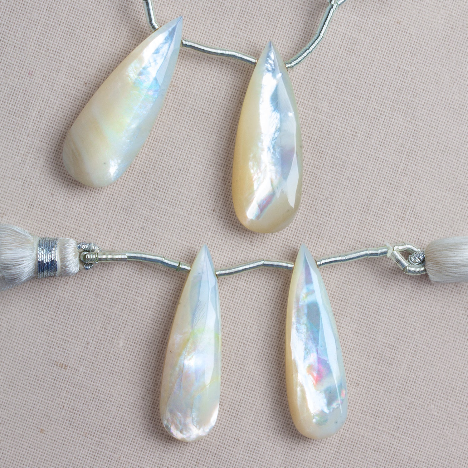 30x9mm Mother of Pearl Pear Focals Set of 2 Beads - The Bead Traders