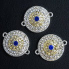 31mm Silver - Tone Rhinestone Eye Connector 1 Bead - The Bead Traders