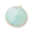 31mm Vermeil Bezel Seafoam Chalcedony Faceted Coin Pendant 1 Focal Bead - The Bead Traders