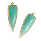 31x11mm Vermeil Bezel Amazonite faceted Point Connector 1 piece - The Bead Traders