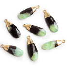 31x12mm Gold Leafed Prehnite Faceted Pear Pendant 1 Bead - The Bead Traders