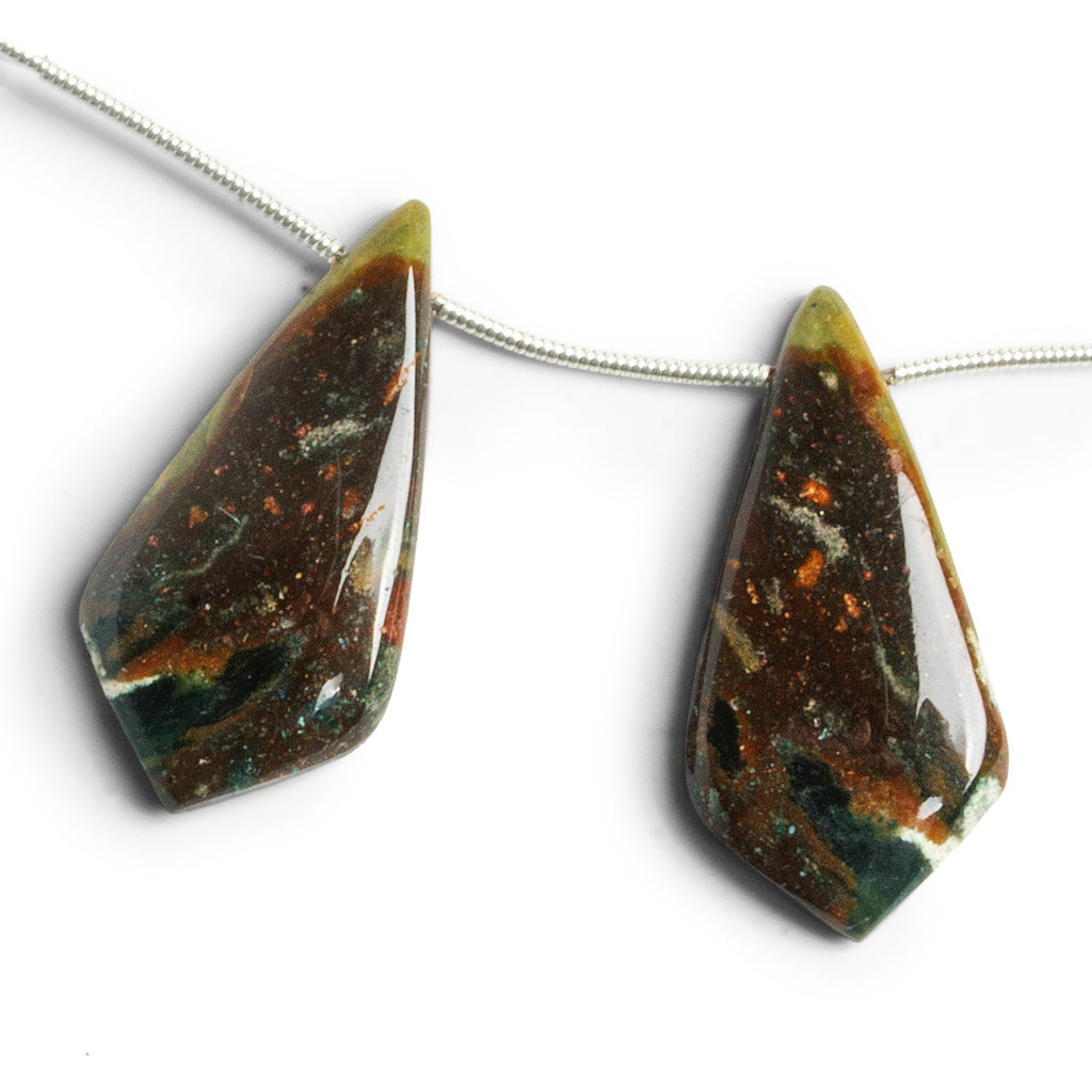 31x15mm Jasper Shield Focals Set of 2 Beads - The Bead Traders