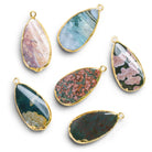31x16mm Gold Leafed Ocean Jasper Pear Pendant 1 Bead - The Bead Traders