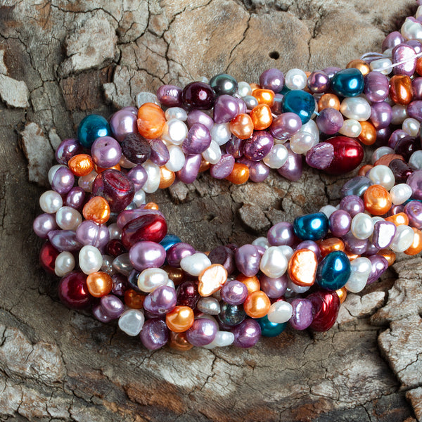 6-10mm Multi Color Baroque Pearls 16 inch 69 beads