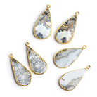 32x10mm Gold Leafed Jasper Pear Pendants Set of 2 - The Bead Traders