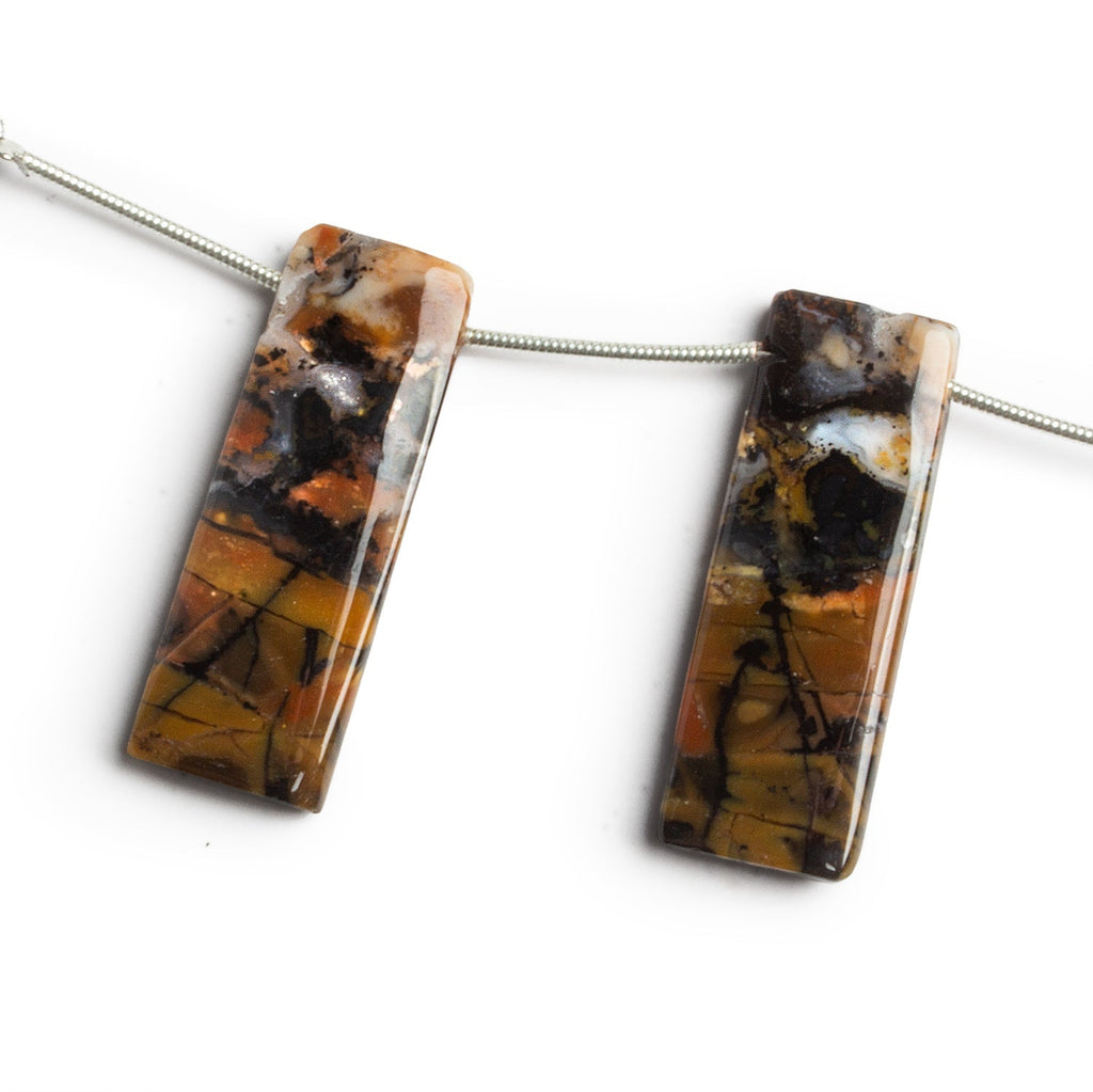 32x11mm Jasper Rectangle Focals Set of 2 Beads - The Bead Traders