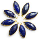 32x13mm Vermeil Bezeled Lapis Lazuli Marquise Pendant 1 Bead - The Bead Traders