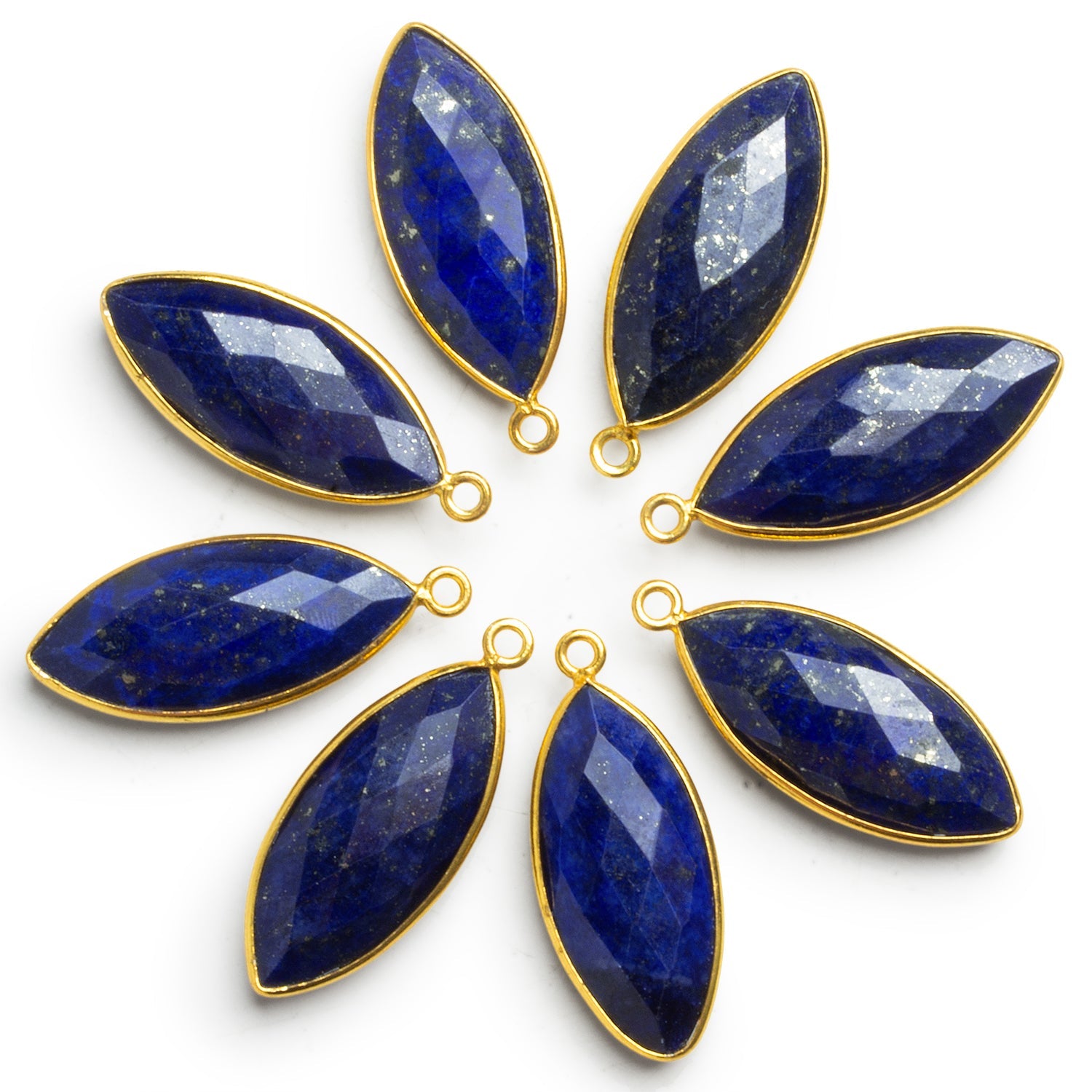 32x13mm Vermeil Bezeled Lapis Lazuli Marquise Pendant 1 Bead - The Bead Traders