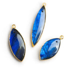 32x14mm Gold Leafed Labradorite Marquise Pendant 1 Bead - The Bead Traders