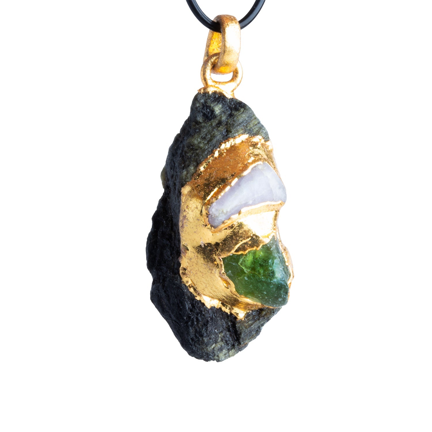 32x15mm Double Leafed Tourmaline with Peridot & Tourmaline Pendant 1 Bead - The Bead Traders