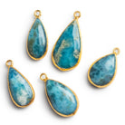 32x16mm Gold Leafed Larimar Plain Pear Pendant 1 Bead - The Bead Traders