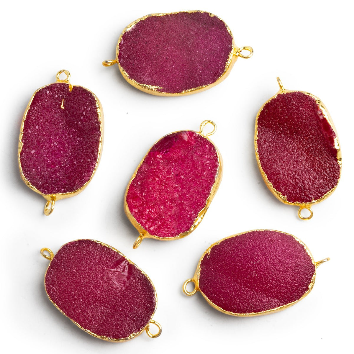 32x18mm Gold Leafed Purple Pink Oval Connector 1 Bead - The Bead Traders