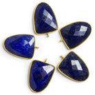 32x21mm Vermeil Bezeled Lapis Lazuli Shield Pendant 1 Bead - The Bead Traders