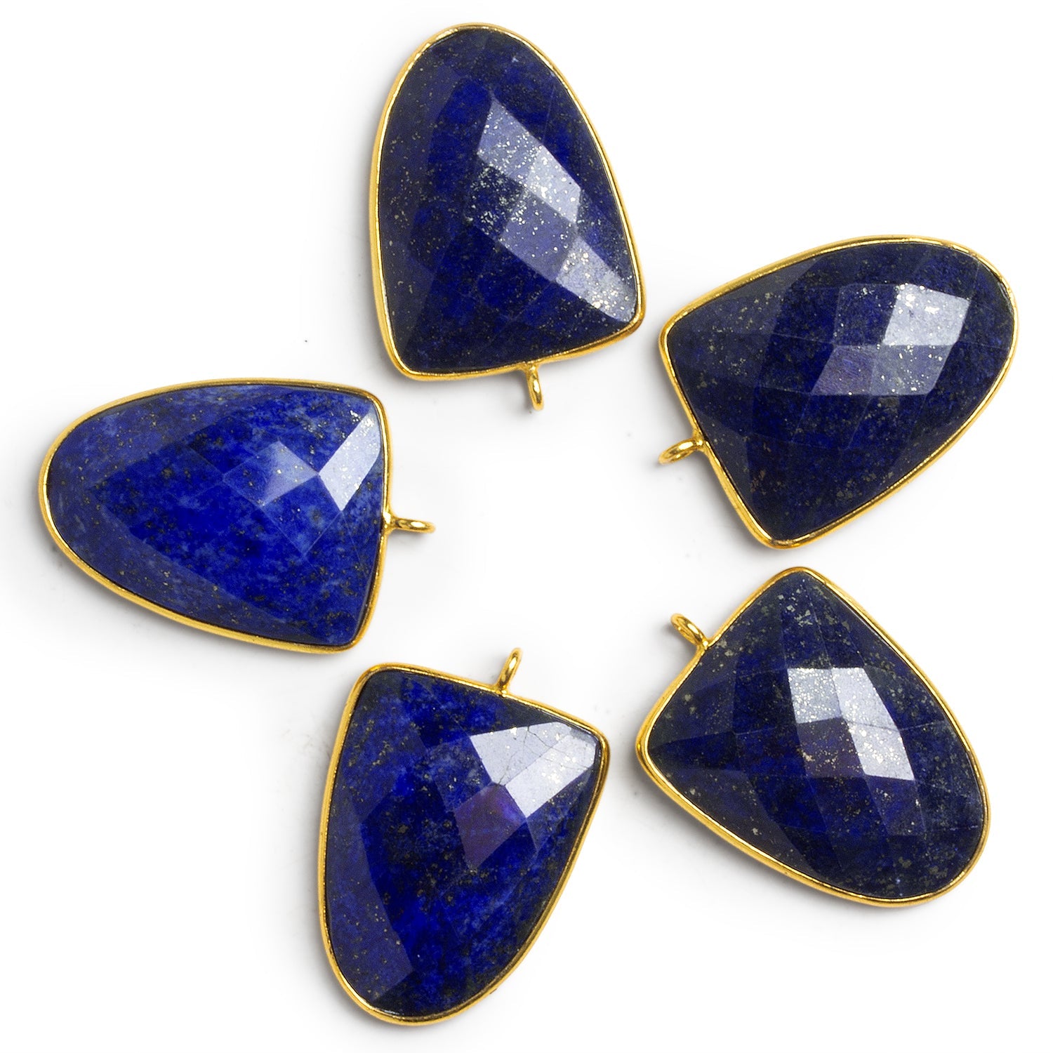 32x21mm Vermeil Bezeled Lapis Lazuli Shield Pendant 1 Bead - The Bead Traders