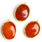 32x24mm Gold Leafed Carnelian Oval Pendant 1 Bead - The Bead Traders